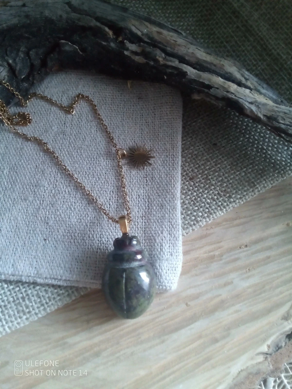 Collier pendentif scarabée en pierre de jaspe – photo 3